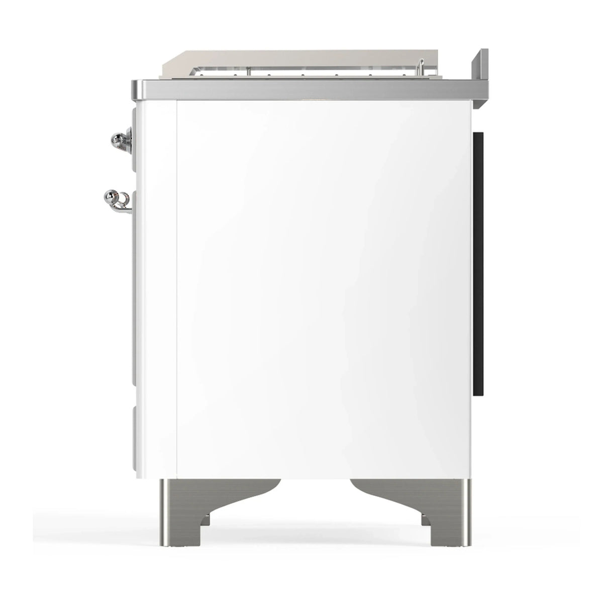 ILVE Majestic III 48-inch Dual Fuel Range with 5 Liquid Propane Burner, Griddle, French Top and Triple Glass Door Electric Oven in White with Chrome Trim (UM48FSNR3WHCLP)
