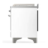 ILVE Majestic III 48-inch Dual Fuel Range with 5 Liquid Propane Burner, Griddle, French Top and Triple Glass Door Electric Oven in White with Chrome Trim (UM48FSNR3WHCLP)