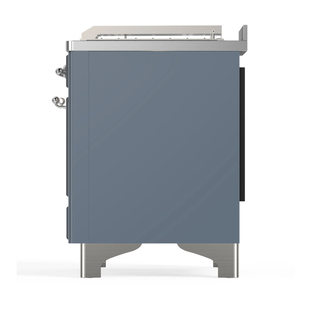 ILVE Majestic III 48-inch Dual Fuel Range with 5 Liquid Propane Burner, Griddle, French Top and Solid Door Electric Oven in Blue Grey with Chrome Trim (UM48FSQNR3BGCLP)