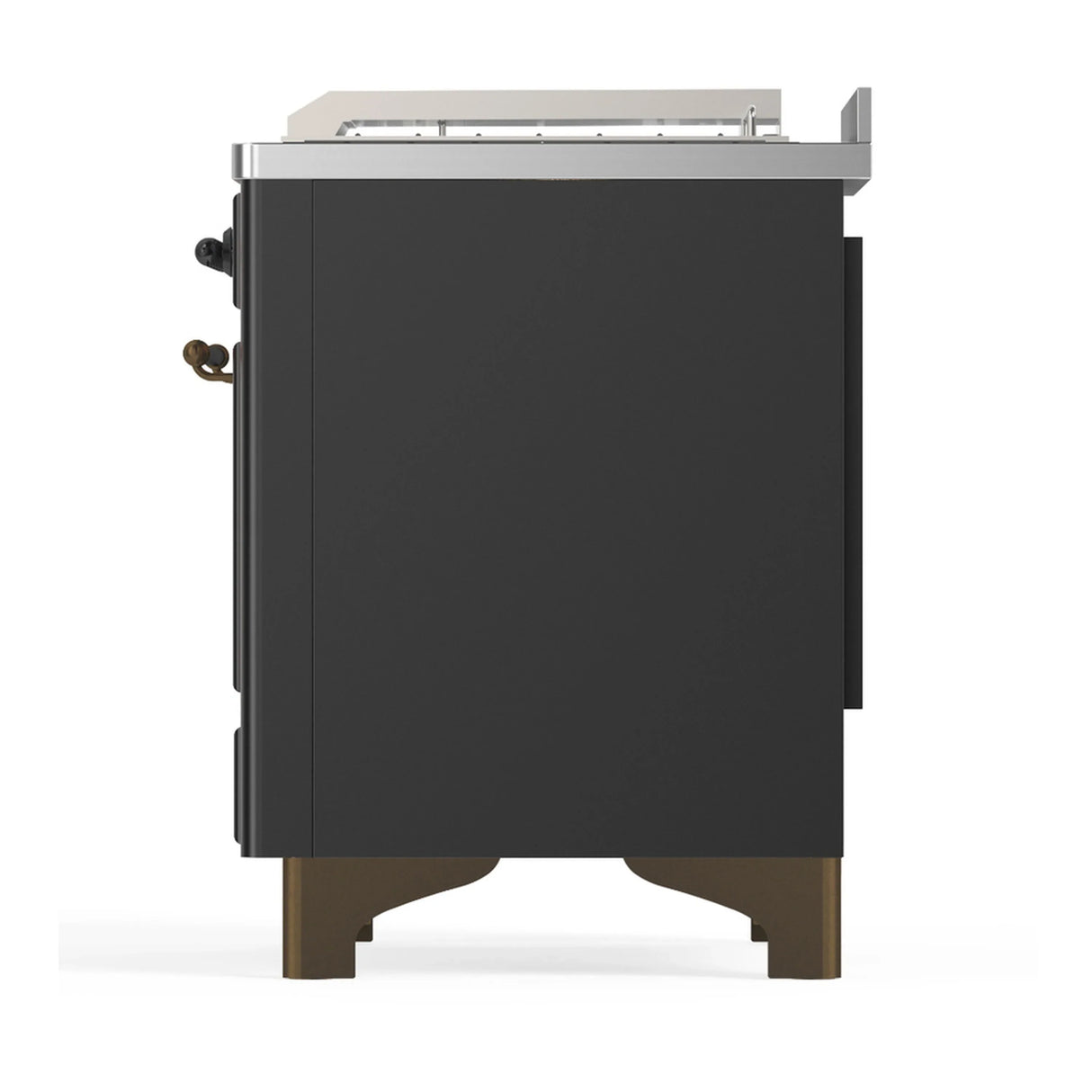 ILVE Majestic III 48-inch Dual Fuel Range with 5 Liquid Propane Burner, Griddle, French Top and Solid Door Electric Oven in Graphite Matte with Burnished Trim (UM48FSQNR3MGBLP)