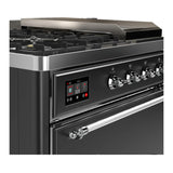 ILVE Majestic III 48-inch Dual Fuel Range with 5 Liquid Propane Burner, Griddle, French Top and Solid Door Electric Oven in Graphite Matte with Chrome Trim (UM48FSQNR3MGCLP)