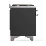 ILVE Majestic III 48-inch Dual Fuel Range with 5 Liquid Propane Burner, Griddle, French Top and Solid Door Electric Oven in Graphite Matte with Chrome Trim (UM48FSQNR3MGCLP)