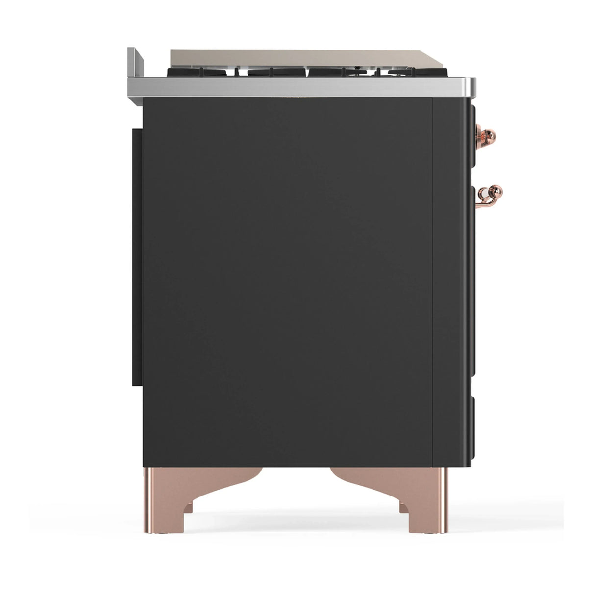 ILVE Majestic III 48-inch Dual Fuel Range with 5 Liquid Propane Burner, Griddle, French Top and Solid Door Electric Oven in Graphite Matte with Copper Trim (UM48FSQNR3MGPLP)