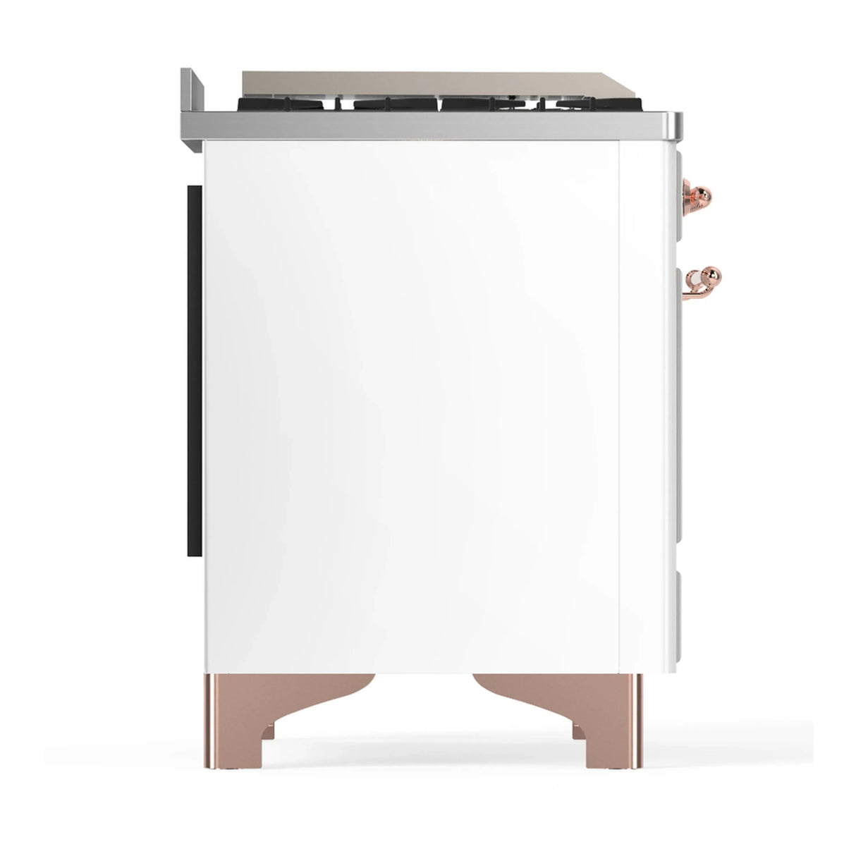 ILVE Majestic III 48-inch Dual Fuel Range with 5 Liquid Propane Burner, Griddle, French Top and Solid Door Electric Oven in White with Copper Trim (UM48FSQNR3WHPLP)