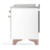 ILVE Majestic III 48-inch Dual Fuel Range with 5 Natural Gas Burner, Griddle, French Top and Solid Door Electric Oven in White with Copper Trim (UM48FSQNR3WHP)