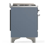 ILVE Majestic III 60-inch Dual Fuel Range with 7 Natural Gas Burner, Griddle and Triple Glass Door Electric Oven in Blue Grey with Chrome Trim (UM60FNR3BGC)