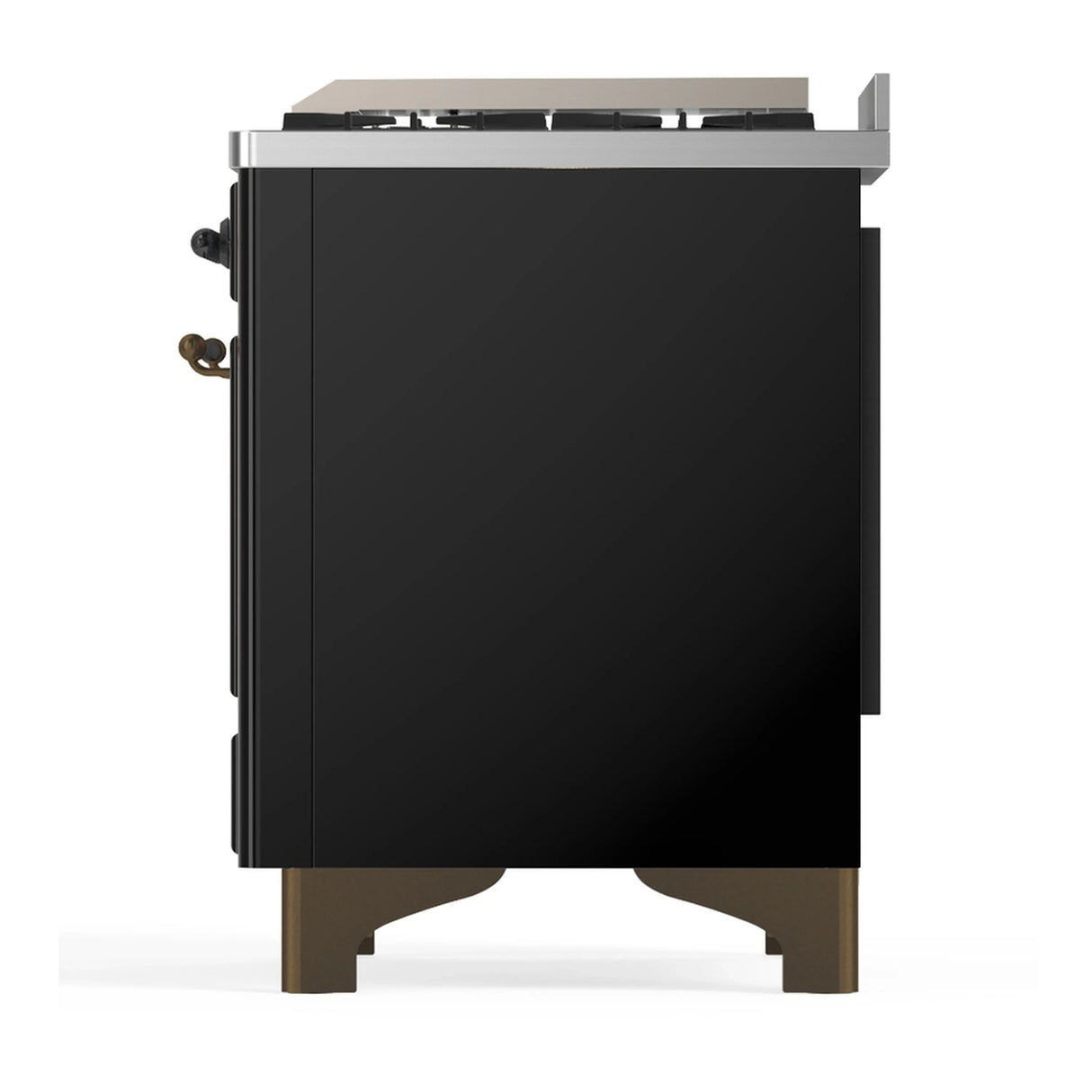ILVE Majestic III 60-inch Dual Fuel Range with 5 Liquid Propane Burner, Griddle and Triple Glass Door Electric Oven in Glossy Black with Burnished Trim (UM60FNR3BKBLP)