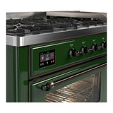 ILVE Majestic III 60-inch Dual Fuel Range with 5 Liquid Propane Burner, Griddle and Triple Glass Door Electric Oven in Emerald Green with Burnished Trim (UM60FNR3EGBLP)