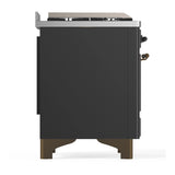 ILVE Majestic III 60-inch Dual Fuel Range with 7 Natural Gas Burner, Griddle and Triple Glass Door Electric Oven in Graphite Matte with Burnished Trim (UM60FNR3MGB)