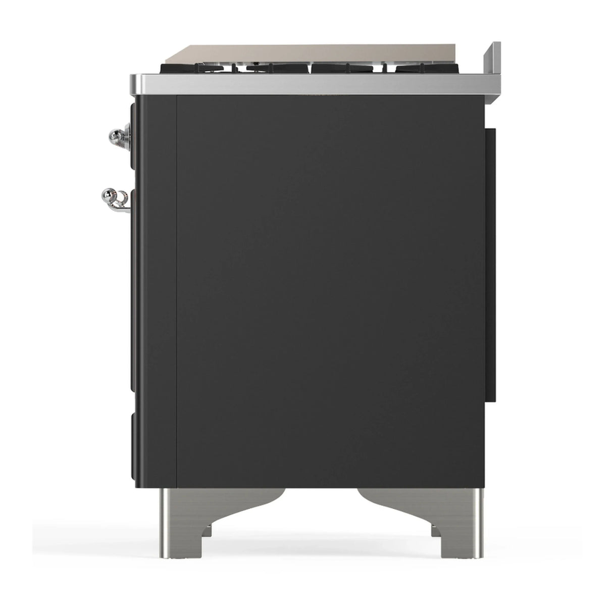 ILVE Majestic III 60-inch Dual Fuel Range with 7 Natural Gas Burner, Griddle and Triple Glass Door Electric Oven in Graphite Matte with Chrome Trim (UM60FNR3MGC)