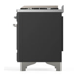 ILVE Majestic III 60-inch Dual Fuel Range with 7 Natural Gas Burner, Griddle and Triple Glass Door Electric Oven in Graphite Matte with Chrome Trim (UM60FNR3MGC)