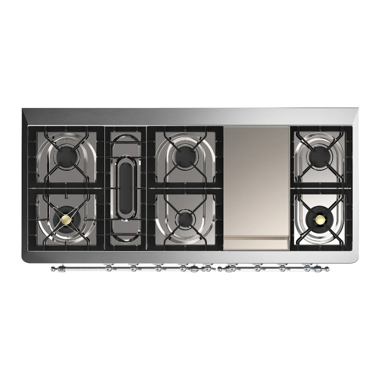 ILVE Majestic III 60-inch Dual Fuel Range with 7 Natural Gas Burner, Griddle and Triple Glass Door Electric Oven in Graphite Matte with Chrome Trim (UM60FNR3MGC)