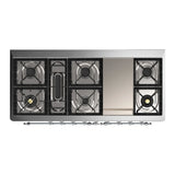 ILVE Majestic III 60-inch Dual Fuel Range with 7 Natural Gas Burner, Griddle and Triple Glass Door Electric Oven in Graphite Matte with Chrome Trim (UM60FNR3MGC)