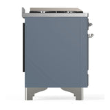 ILVE Majestic III 60-inch Dual Fuel Range with 5 Liquid Propane Burner, Griddle and Solid Door Electric Oven in Blue Grey with Chrome Trim (UM60FQNR3BGCLP)