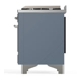 ILVE Majestic III 60-inch Dual Fuel Range with 5 Liquid Propane Burner, Griddle and Solid Door Electric Oven in Blue Grey with Chrome Trim (UM60FQNR3BGCLP)