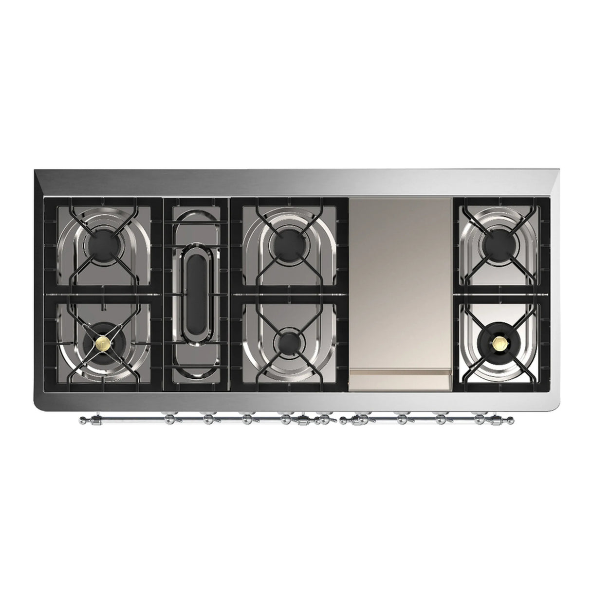 ILVE Majestic III 60-inch Dual Fuel Range with 5 Liquid Propane Burner, Griddle and Solid Door Electric Oven in Blue Grey with Chrome Trim (UM60FQNR3BGCLP)