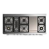 ILVE Majestic III 60-inch Dual Fuel Range with 5 Liquid Propane Burner, Griddle and Solid Door Electric Oven in Blue Grey with Chrome Trim (UM60FQNR3BGCLP)