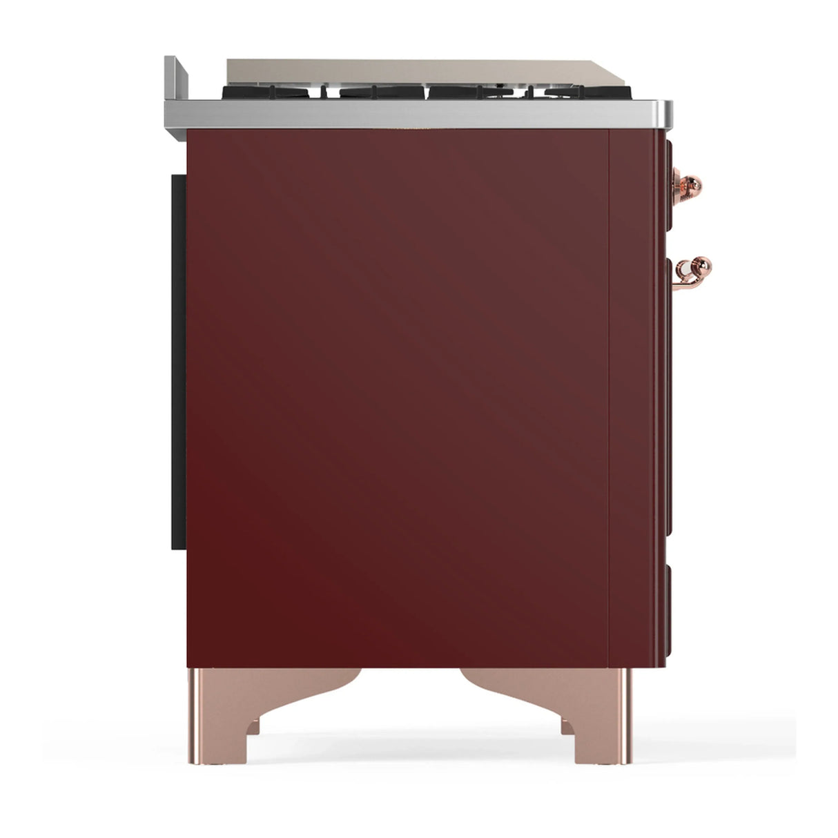 ILVE Majestic III 60-inch Dual Fuel Range with 5 Liquid Propane Burner, Griddle and Solid Door Electric Oven in Burgundy with Copper Trim (UM60FQNR3BUPLP)