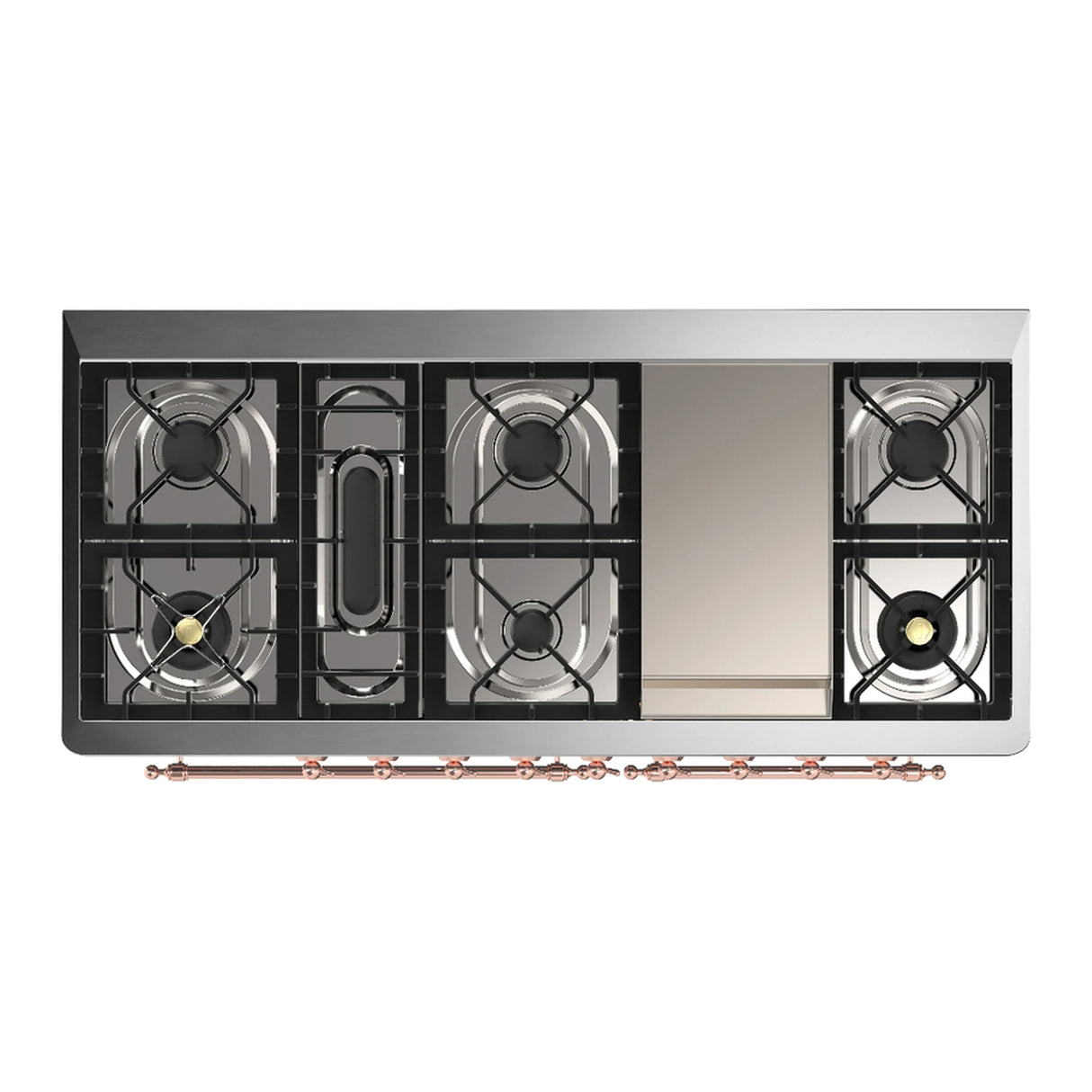 ILVE Majestic III 60-inch Dual Fuel Range with 5 Liquid Propane Burner, Griddle and Solid Door Electric Oven in Burgundy with Copper Trim (UM60FQNR3BUPLP)