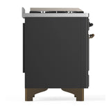 ILVE Majestic III 60-inch Dual Fuel Range with 5 Liquid Propane Burner, Griddle and Solid Door Electric Oven in Graphite Matte with Burnished Trim (UM60FQNR3MGBLP)