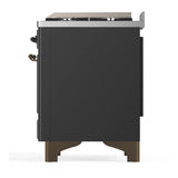 ILVE Majestic III 60-inch Dual Fuel Range with 5 Liquid Propane Burner, Griddle and Solid Door Electric Oven in Graphite Matte with Burnished Trim (UM60FQNR3MGBLP)