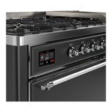 ILVE Majestic III 60-inch Dual Fuel Range with 5 Liquid Propane Burner, Griddle and Solid Door Electric Oven in Graphite Matte with Chrome Trim (UM60FQNR3MGCLP)