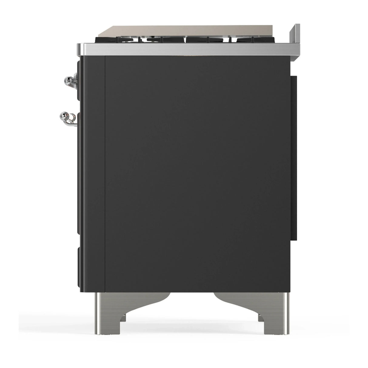 ILVE Majestic III 60-inch Dual Fuel Range with 5 Liquid Propane Burner, Griddle and Solid Door Electric Oven in Graphite Matte with Chrome Trim (UM60FQNR3MGCLP)