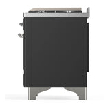 ILVE Majestic III 60-inch Dual Fuel Range with 5 Liquid Propane Burner, Griddle and Solid Door Electric Oven in Graphite Matte with Chrome Trim (UM60FQNR3MGCLP)