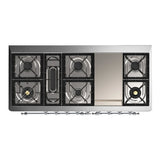 ILVE Majestic III 60-inch Dual Fuel Range with 5 Liquid Propane Burner, Griddle and Solid Door Electric Oven in Graphite Matte with Chrome Trim (UM60FQNR3MGCLP)