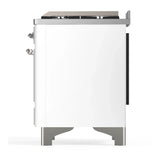 ILVE Majestic III 60-inch Dual Fuel Range with 7 Natural Gas Burner, Griddle and Solid Door Electric Oven in White with Chrome Trim (UM60FQNR3WHC)
