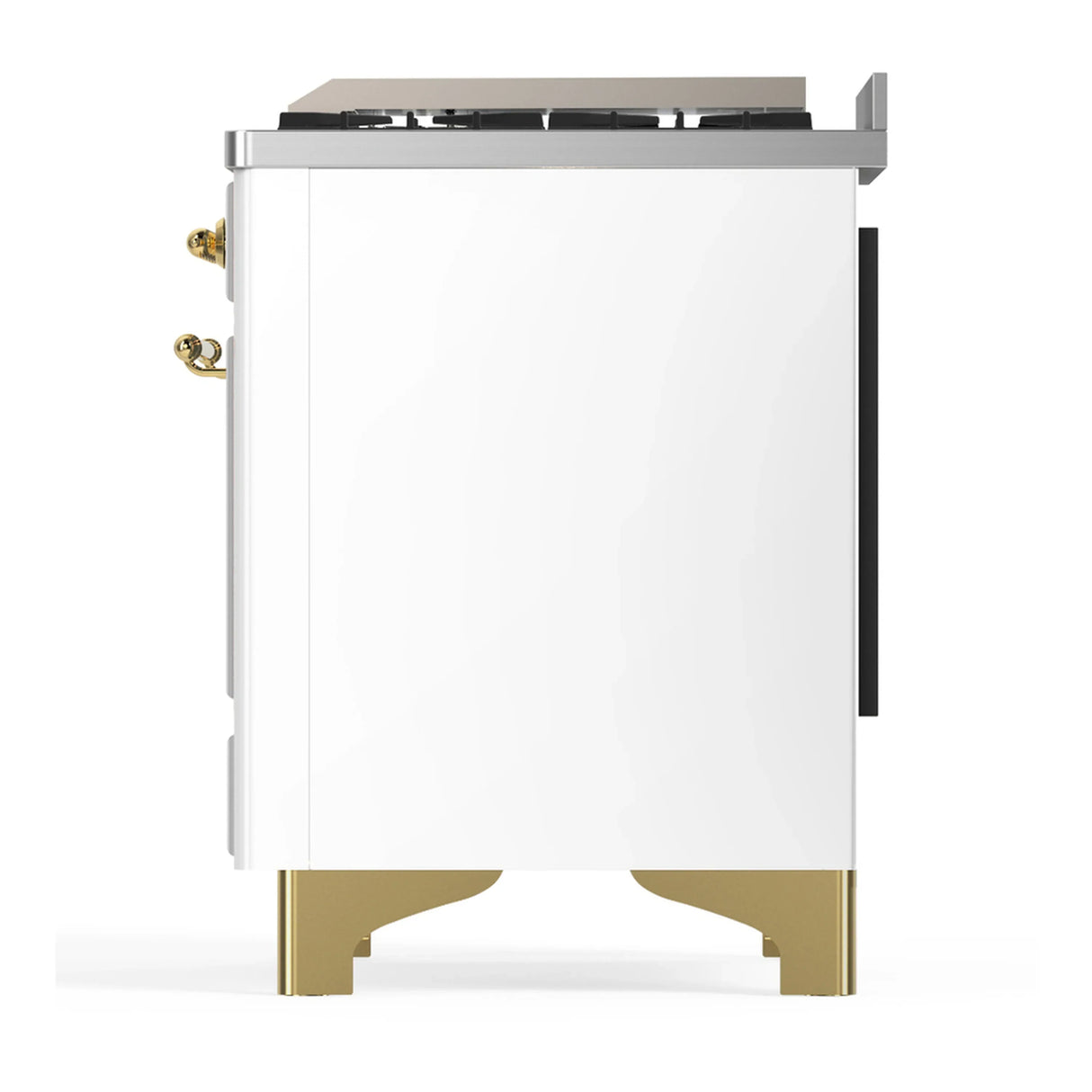 ILVE Majestic III 60-inch Dual Fuel Range with 5 Liquid Propane Burner, Griddle and Solid Door Electric Oven in White with Brass Trim (UM60FQNR3WHGLP)