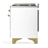 ILVE Majestic III 60-inch Dual Fuel Range with 5 Liquid Propane Burner, Griddle and Solid Door Electric Oven in White with Brass Trim (UM60FQNR3WHGLP)