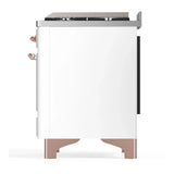 ILVE Majestic III 60-inch Dual Fuel Range with 7 Natural Gas Burner, Griddle and Solid Door Electric Oven in White with Copper Trim (UM60FQNR3WHP)