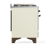 ILVE Majestic III 60-inch Dual Fuel Range with 5 Liquid Propane Burner, Griddle, French Top and Triple Glass Door Electric Oven in Antique White with Burnished Trim (UM60FSNR3AWBLP)