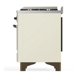 ILVE Majestic III 60-inch Dual Fuel Range with 5 Liquid Propane Burner, Griddle, French Top and Triple Glass Door Electric Oven in Antique White with Burnished Trim (UM60FSNR3AWBLP)
