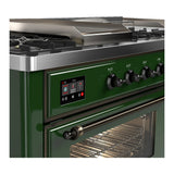 ILVE Majestic III 60-inch Dual Fuel Range with 5 Liquid Propane Burner, Griddle, French Top and Triple Glass Door Electric Oven in Emerald Green with Burnished Trim (UM60FSNR3EGBLP)