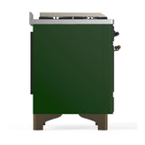 ILVE Majestic III 60-inch Dual Fuel Range with 5 Liquid Propane Burner, Griddle, French Top and Triple Glass Door Electric Oven in Emerald Green with Burnished Trim (UM60FSNR3EGBLP)