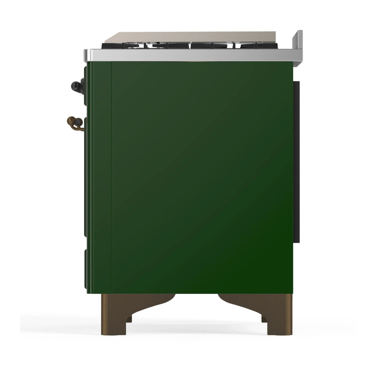 ILVE Majestic III 60-inch Dual Fuel Range with 5 Liquid Propane Burner, Griddle, French Top and Triple Glass Door Electric Oven in Emerald Green with Burnished Trim (UM60FSNR3EGBLP)