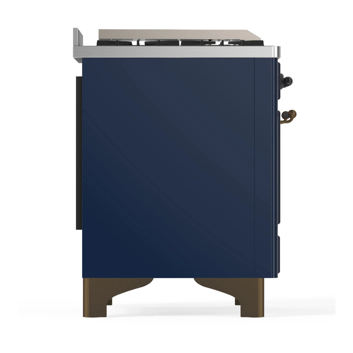 ILVE Majestic III 60-inch Dual Fuel Range with 5 Liquid Propane Burner, Griddle, French Top and Triple Glass Door Electric Oven in Midnight Blue with Burnished Trim (UM60FSNR3MBBLP)