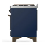 ILVE Majestic III 60-inch Dual Fuel Range with 5 Liquid Propane Burner, Griddle, French Top and Triple Glass Door Electric Oven in Midnight Blue with Burnished Trim (UM60FSNR3MBBLP)