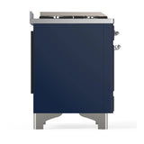 ILVE Majestic III 60-inch Dual Fuel Range with 5 Liquid Propane Burner, Griddle, French Top and Triple Glass Door Electric Oven in Midnight Blue with Chrome Trim (UM60FSNR3MBCLP)