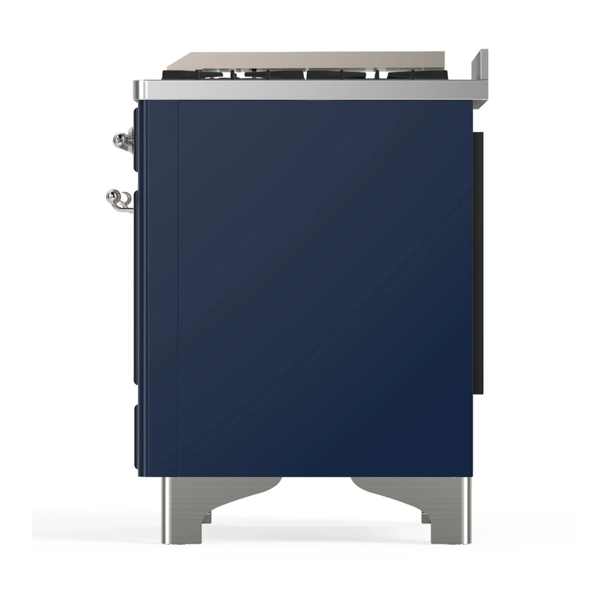 ILVE Majestic III 60-inch Dual Fuel Range with 5 Liquid Propane Burner, Griddle, French Top and Triple Glass Door Electric Oven in Midnight Blue with Chrome Trim (UM60FSNR3MBCLP)
