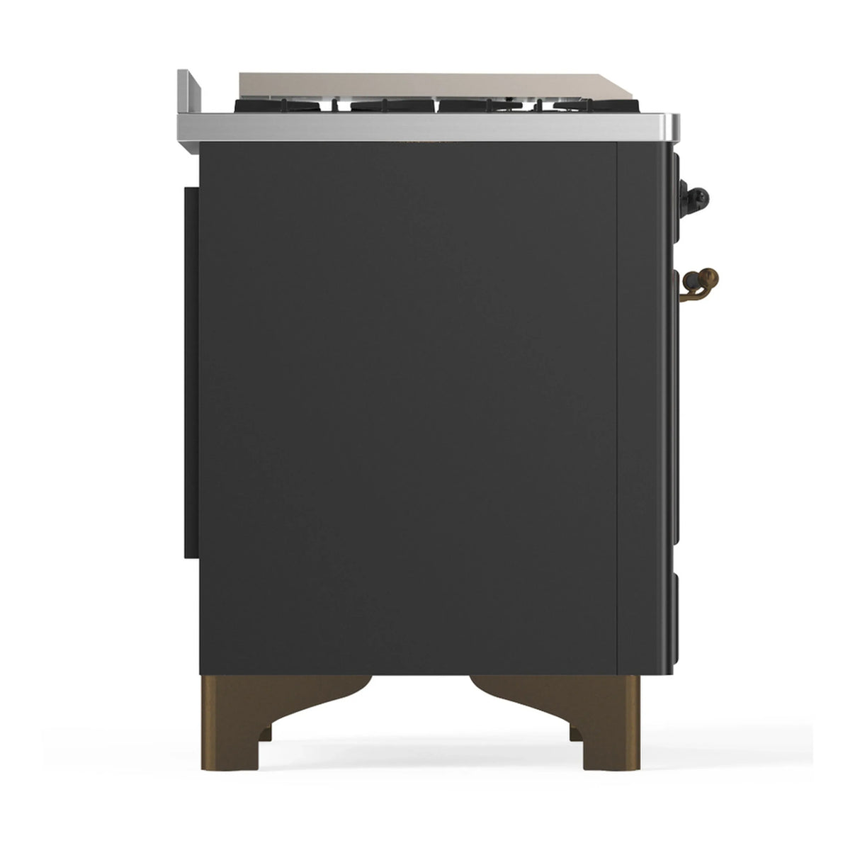 ILVE Majestic III 60-inch Dual Fuel Range with 5 Liquid Propane Burner, Griddle, French Top and Triple Glass Door Electric Oven in Graphite Matte with Burnished Trim (UM60FSNR3MGBLP)
