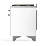 ILVE Majestic III 60-inch Dual Fuel Range with 7 Natural Gas Burner, Griddle, French Top and Triple Glass Door Electric Oven in White with Chrome Trim (UM60FSNR3WHC)