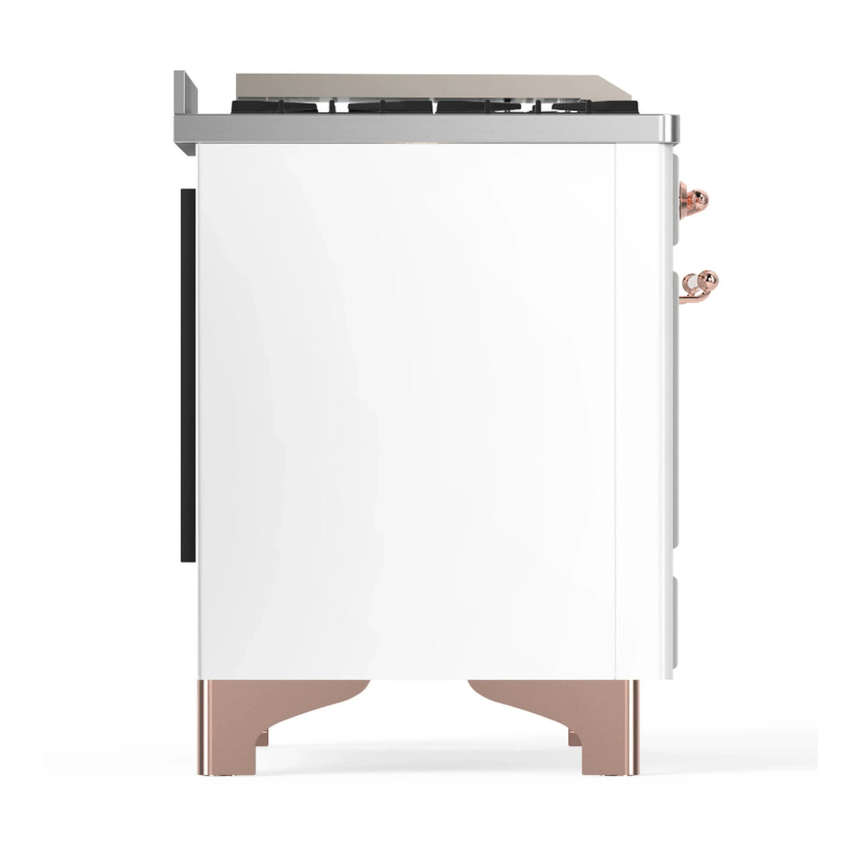 ILVE Majestic III 60-inch Dual Fuel Range with 5 Liquid Propane Burner, Griddle, French Top and Triple Glass Door Electric Oven in White with Copper Trim (UM60FSNR3WHPLP)