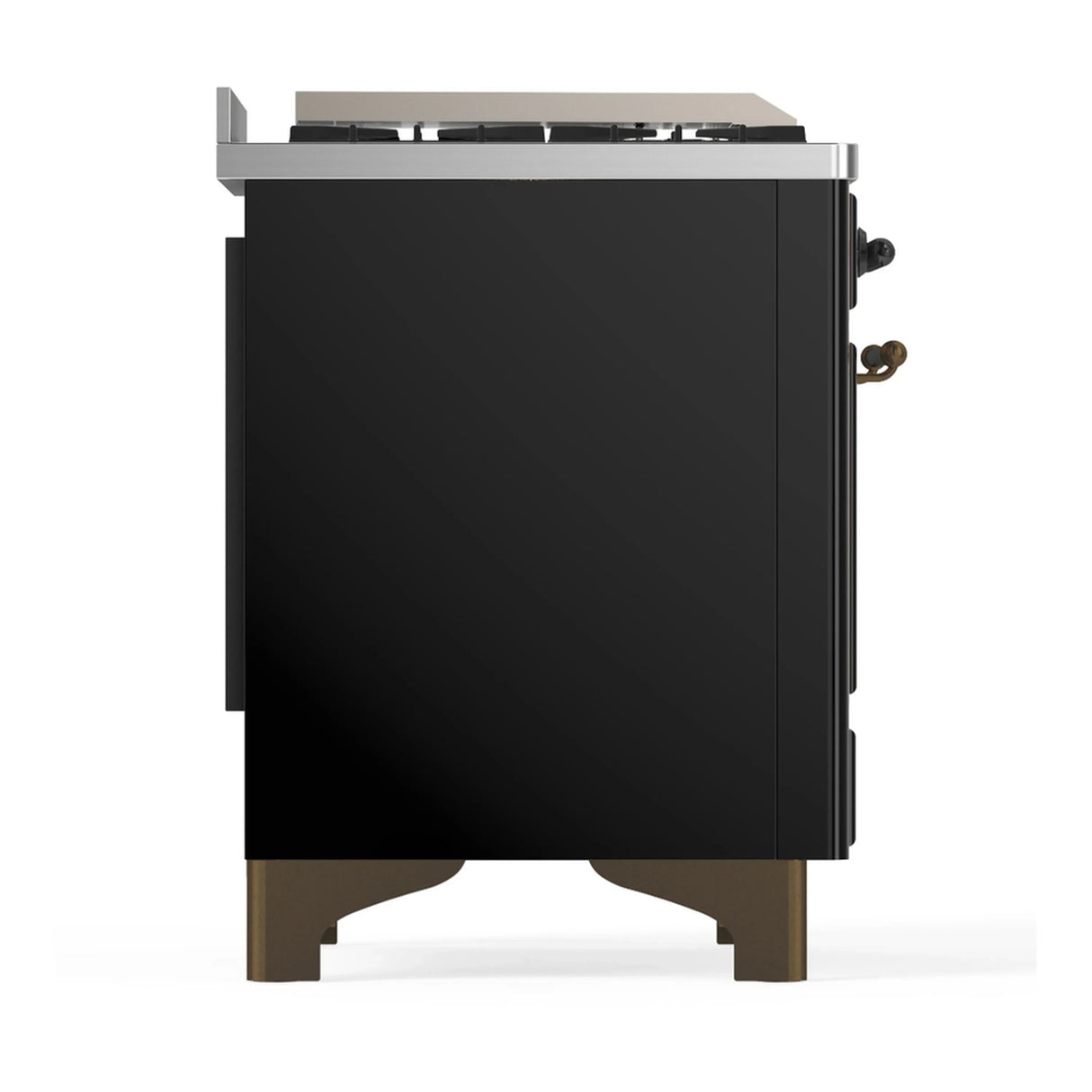ILVE Majestic III 60-inch Dual Fuel Range with 5 Liquid Propane Burner, Griddle, French Top and Solid Door Electric Oven in Glossy Black with Burnished Trim (UM60FSQNR3BKBLP)