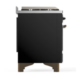 ILVE Majestic III 60-inch Dual Fuel Range with 5 Liquid Propane Burner, Griddle, French Top and Solid Door Electric Oven in Glossy Black with Burnished Trim (UM60FSQNR3BKBLP)