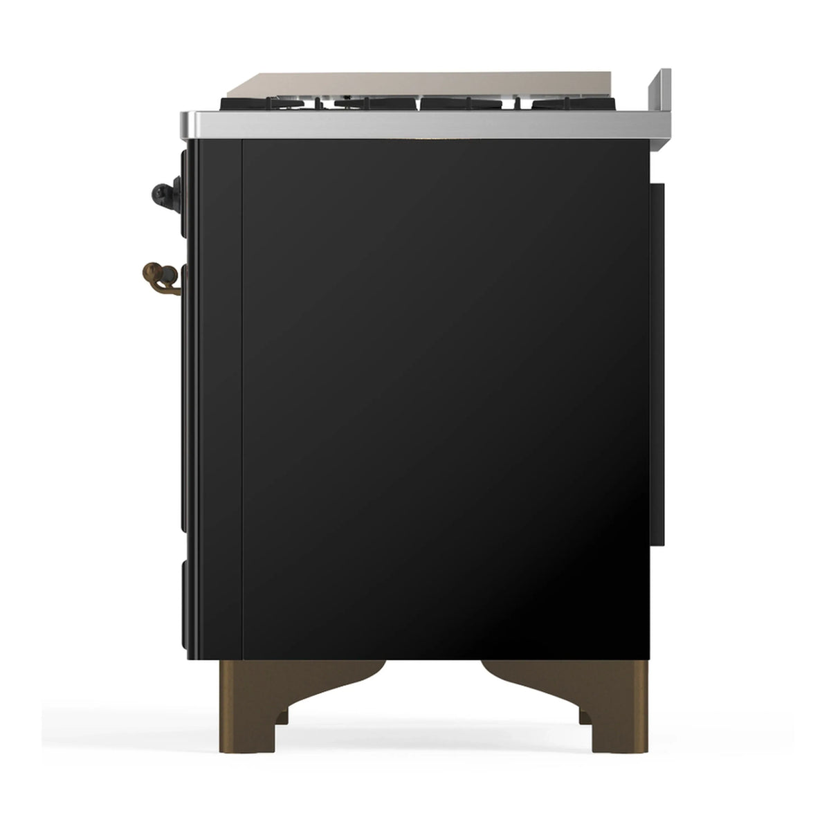 ILVE Majestic III 60-inch Dual Fuel Range with 5 Liquid Propane Burner, Griddle, French Top and Solid Door Electric Oven in Glossy Black with Burnished Trim (UM60FSQNR3BKBLP)