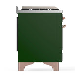 ILVE Majestic III 60-inch Dual Fuel Range with 5 Liquid Propane Burner, Griddle, French Top and Solid Door Electric Oven in Emerald Green with Copper Trim (UM60FSQNR3EGPLP)