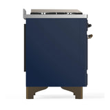 ILVE Majestic III 60-inch Dual Fuel Range with 5 Liquid Propane Burner, Griddle, French Top and Solid Door Electric Oven in Midnight Blue with Burnished Trim (UM60FSQNR3MBBLP)